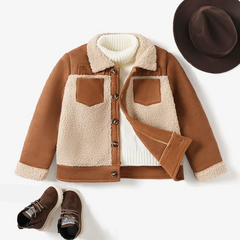 Kid Boy's Trendy Thick Fabric Stitching Coat/Jacket Soft and Comfortable  Perfect for Outings and Daily Wear Basic Style