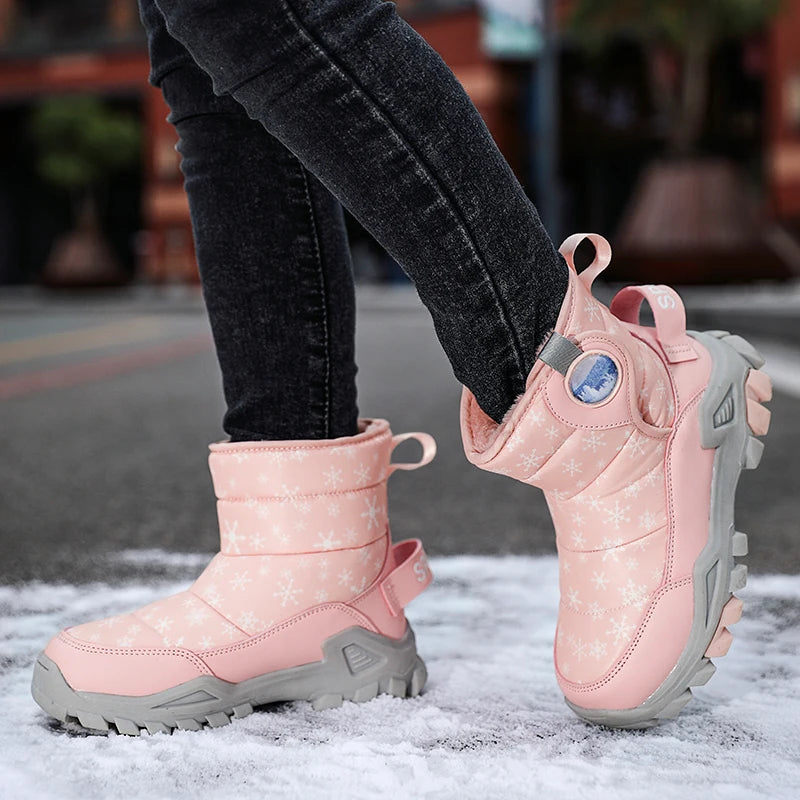 Children's thick and plush high top wolf claw snow boots, girls' cotton shoes