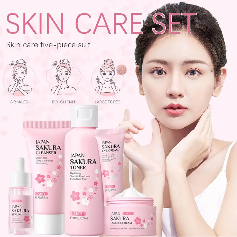 5/6pcs Sakura Skin Care Sets Face Cream Serum Toner Facial Cleanser Sunscreen Eye Cream Face Skin Care Products