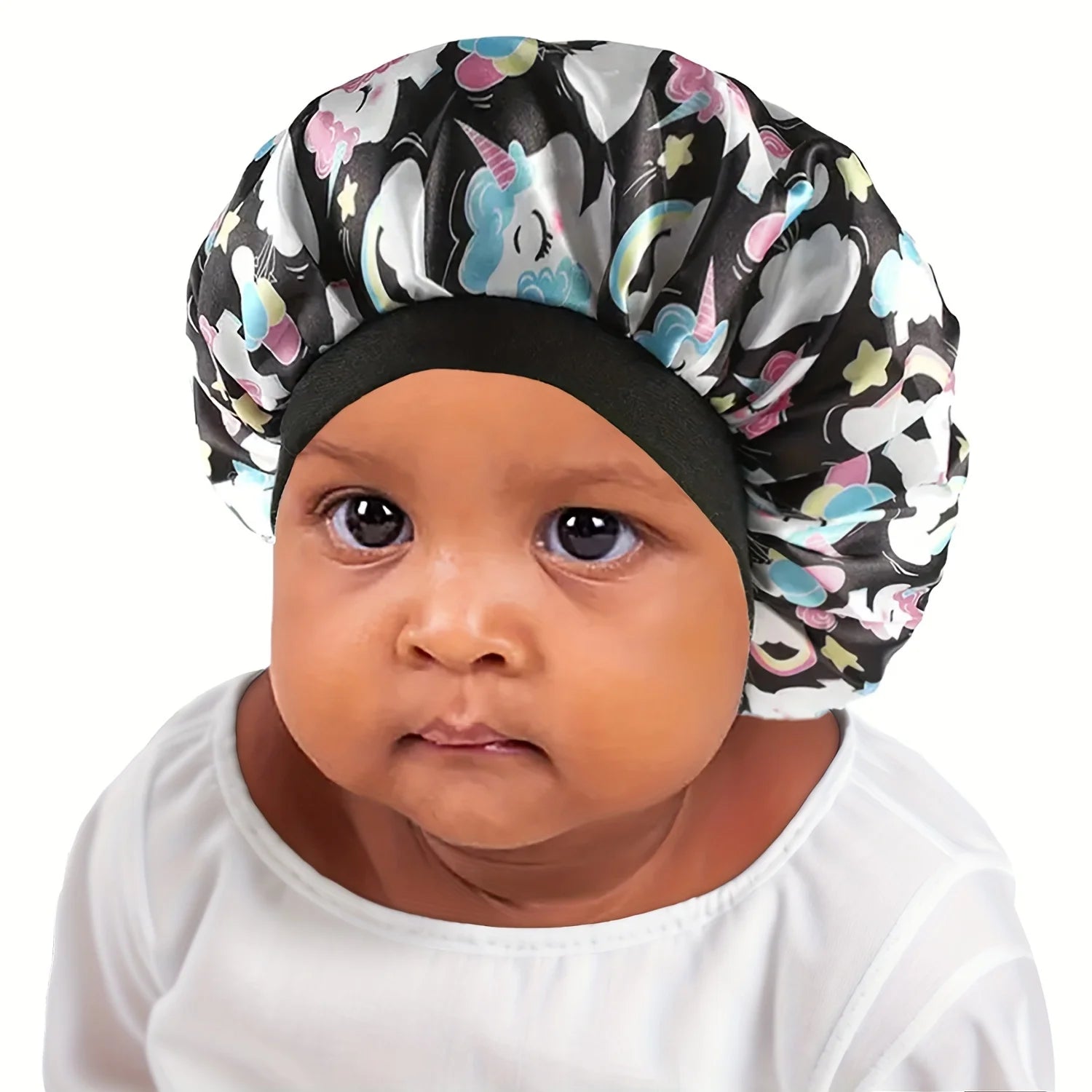 Children's New Bonnet Unicorn Printed Hair Hat with Narrow Edge Elastic Fashion Casual Home Comfortable Sleeping Hat