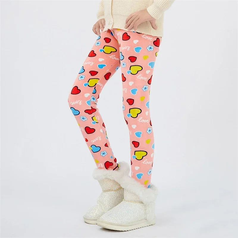 4-13Y Girls Pants Autumn Winter Children Trousers Warm Leggings Thicken Velvet Star Print Kids Pants Baby Girl Keep Warm Legging