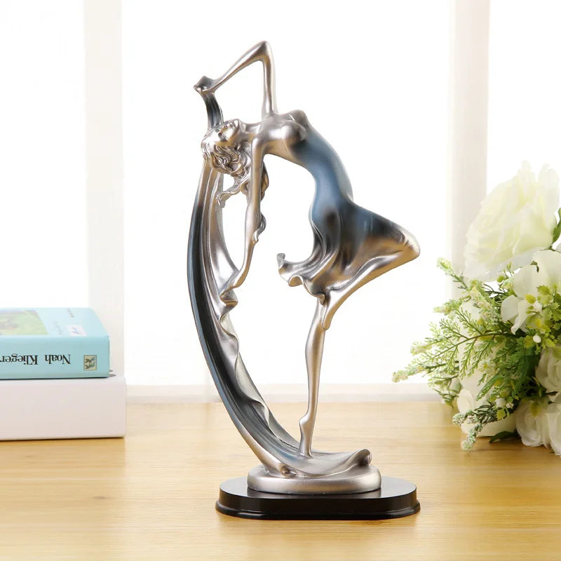 Dancing Girl Figure Statue Modern Ballet Sculptures Resin Crafts Home Decor Desktop Ornament Elegant Gift