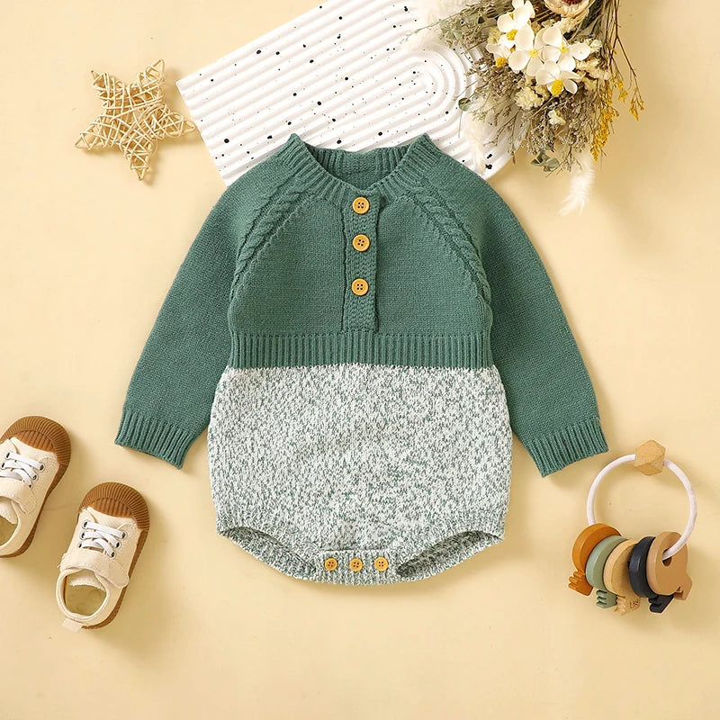 Baby Boys Girls Bodysuits Long Sleeve Knitted Newborn Netural Spring Autumn Winter Onesie Jumpsuits 0-18m Toddler Infant Clothes