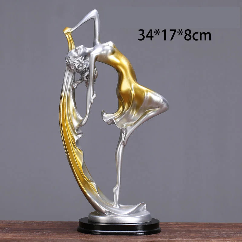 Dancing Girl Figure Statue Modern Ballet Sculptures Resin Crafts Home Decor Desktop Ornament Elegant Gift