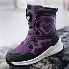 New Rotating Button Women's Snow Boots Warm Plush Winter Waterproof Outdoor Hiking Shoes Wear Resistant Anti Slip Ankle Boots