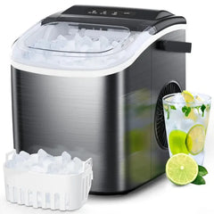 COWSAR Bullet Ice Maker Countertop with Self-Cleaning, 26.5lbs/24Hrs, 6 Mins/9 Pcs Bullet Ice, Portable Ice Maker