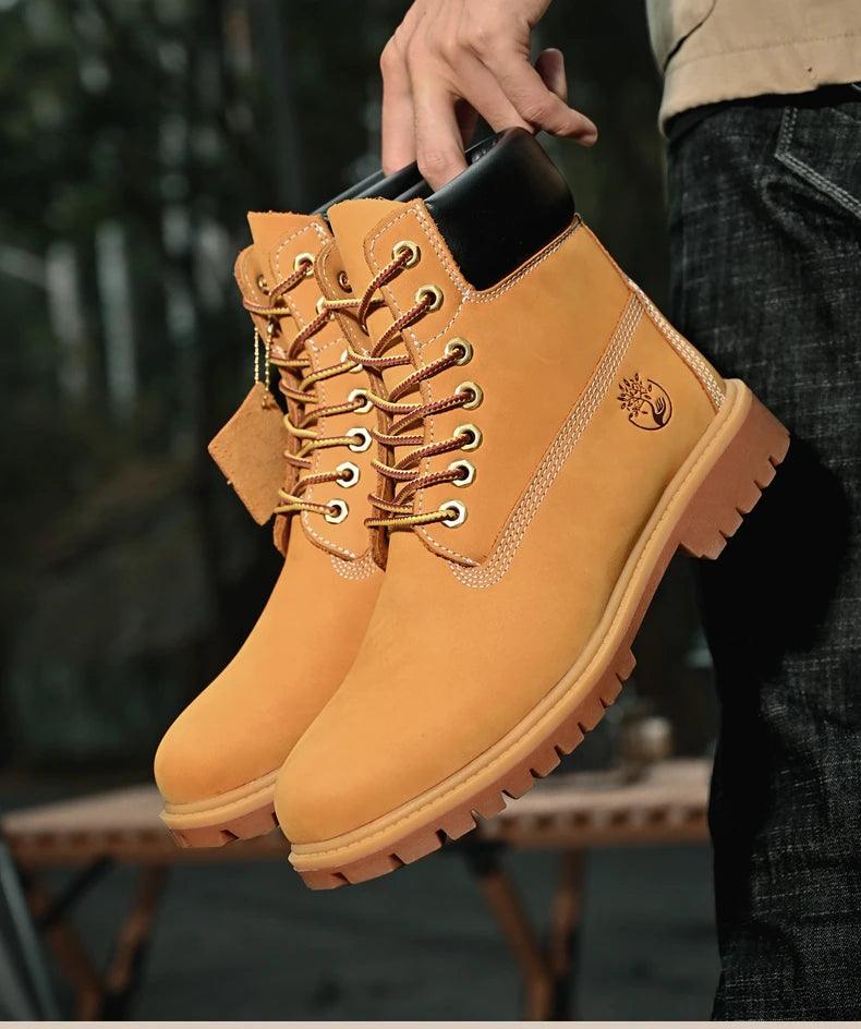 Winter New Boots Men High Top Boots High Quality  Leather Shoes Fashion Outdoor Sneakers Men Lace Up Ankle Boots For