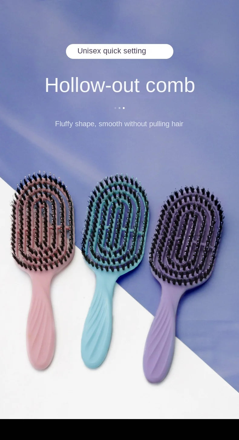 Elliptical Hollowing Out Hair Scalp Massage Comb Hairbrush Wet Curly Detangle Hair Brush for Salon Hairdressing Styling Tools