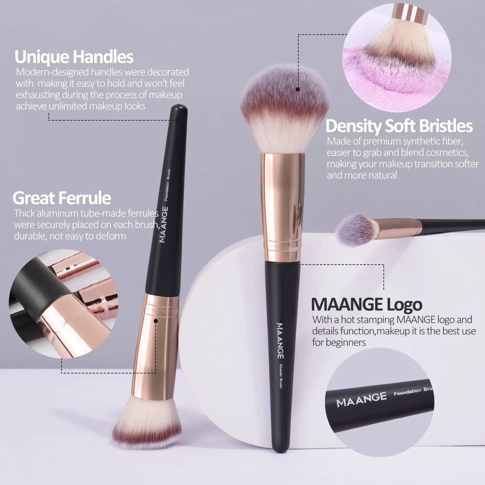 MAANGE 18 Pieces Professional Makeup Brush Facial Foundation Powder Blush Brushes Eyeshadow Flawless Brushes For Women Cosmetic