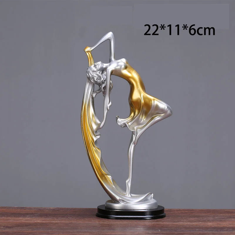 Dancing Girl Figure Statue Modern Ballet Sculptures Resin Crafts Home Decor Desktop Ornament Elegant Gift