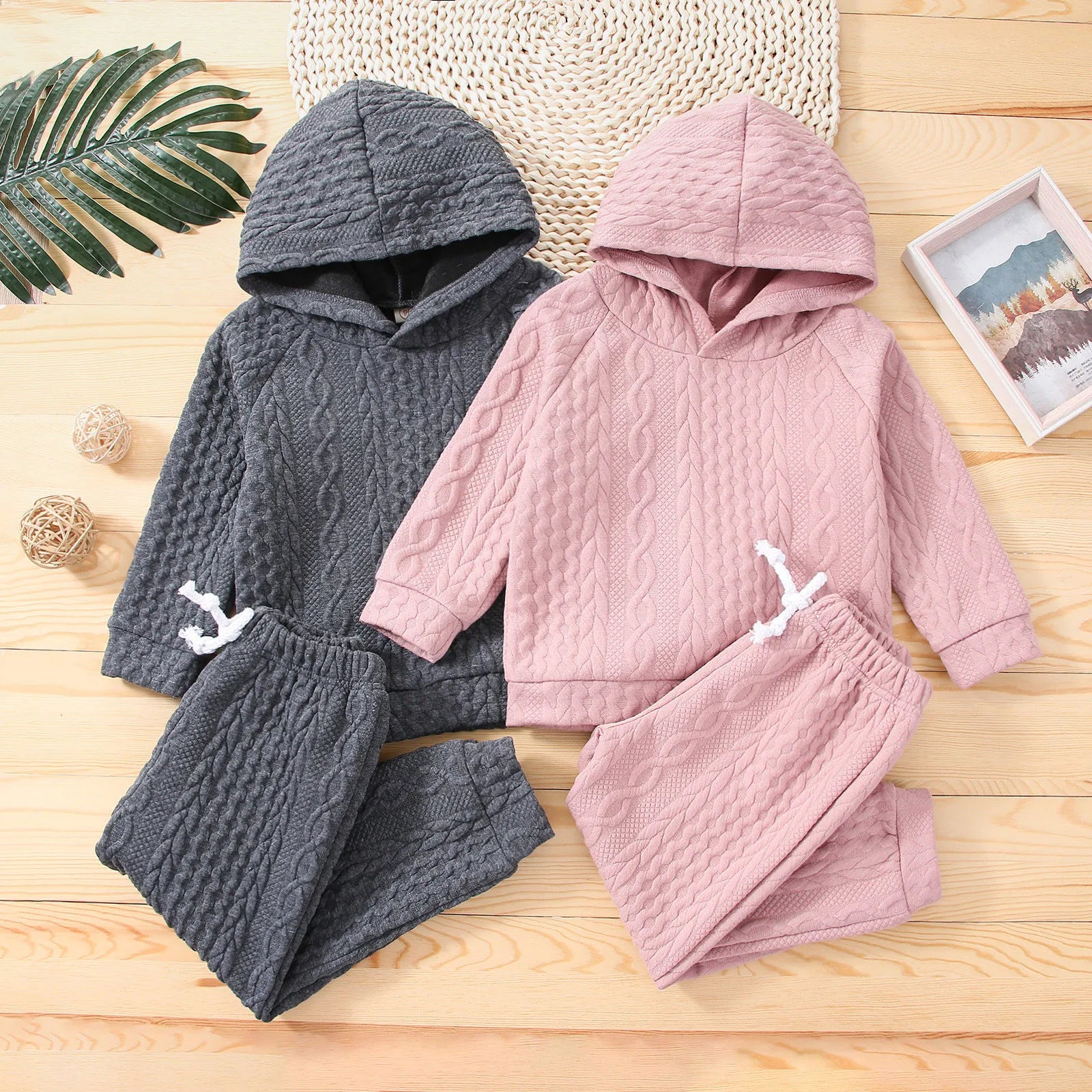 2pcs Kids Clothing Sets Solid Color Long-sleeve Knitting Girls Winter Clothing  For 1-6 Years