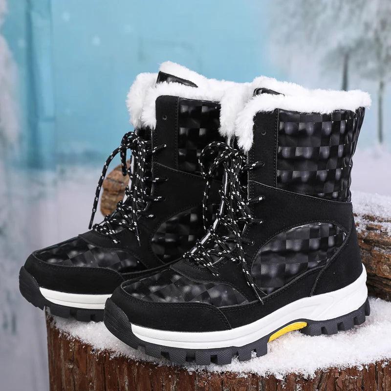 2024 Winter Outdoor Women's Snow Boots Thickened Plush Female Sneakers Casual Shoes Warm Thick Sole Snow Proof  Waterproof Boots