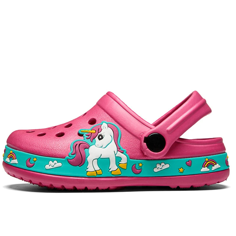 New Kids Unicorn Dinosaur Garden Shoes Beach Flat Sandals Slippers Child Sandals Anti Skid Slipper Summer Hole Shoes