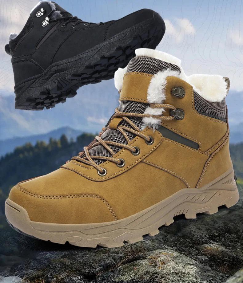 Waterproof Leather Sports Super Warm Boots, Men's Winter Snow Boots, Outdoor Men's Hiking Boots, Work Travel Shoes Size 39-48