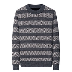 Brushed Hoody Men's Round Neck Striped Long Sleeve