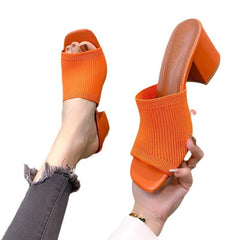 Women's Knitted Wool Square Toe Slippers