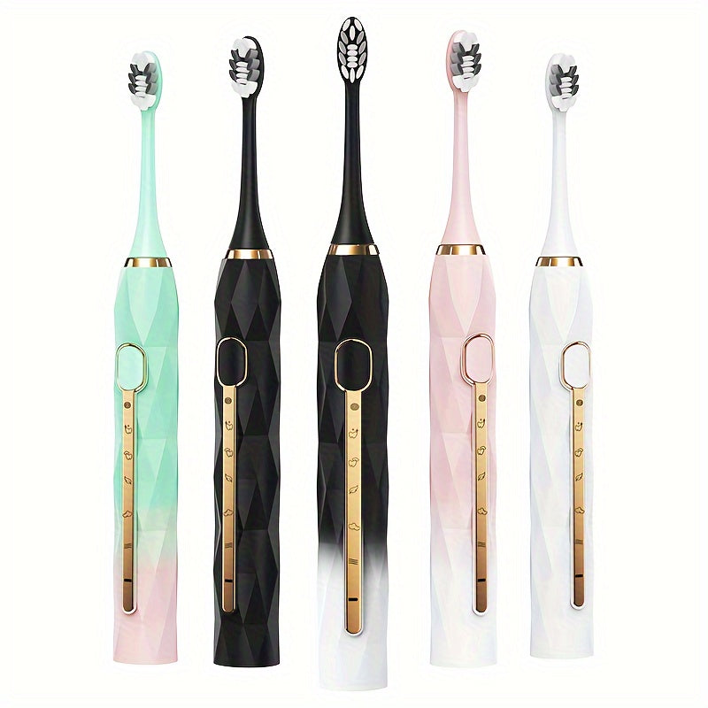 IPX8 Waterproof Acoustic Electric Toothbrush USB Rechargeable Couple Rechargeable Metal Shaft Adult Man And Woman Rechargeable Toothbrush Intelligent Timer 10 Replaceable Toothbrush Heads 5 Colors A Toothbrush Base A Portable