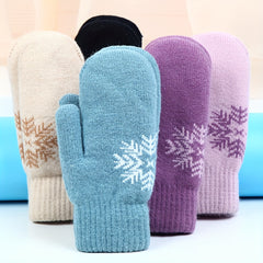 Cozy Knit Snowflake Gloves - Thick, Warm & Windproof for Winter | Full-Finger Touchscreen Mittens with Elastic Cuff | Perfect for Outdoor Activities