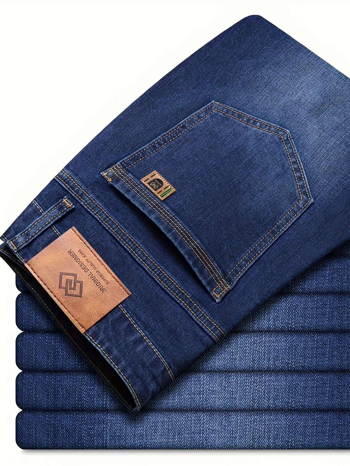 Classic Comfort Fit Jeans - Soft Slight Stretch Cotton Blend Fabric, Regular Length, Solid Color, All-Season Wear for Daily Casual Style