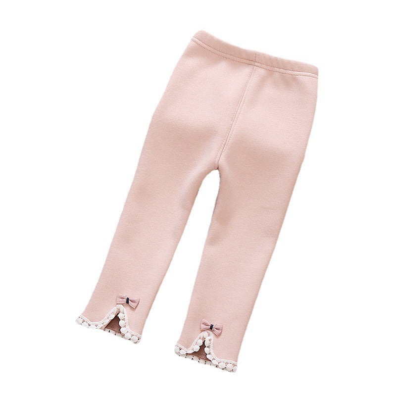 Girls' Fleece-lined Thickened Winter Single-layer Fleece-lined Pants