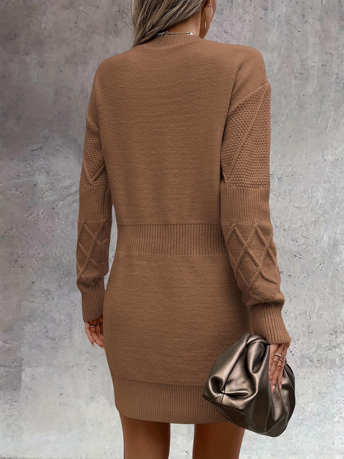 Women's Long Sleeve Short Sweater Dress Chunky Ribbed Knit Tunic Pullover Oversized Fall Sweaters