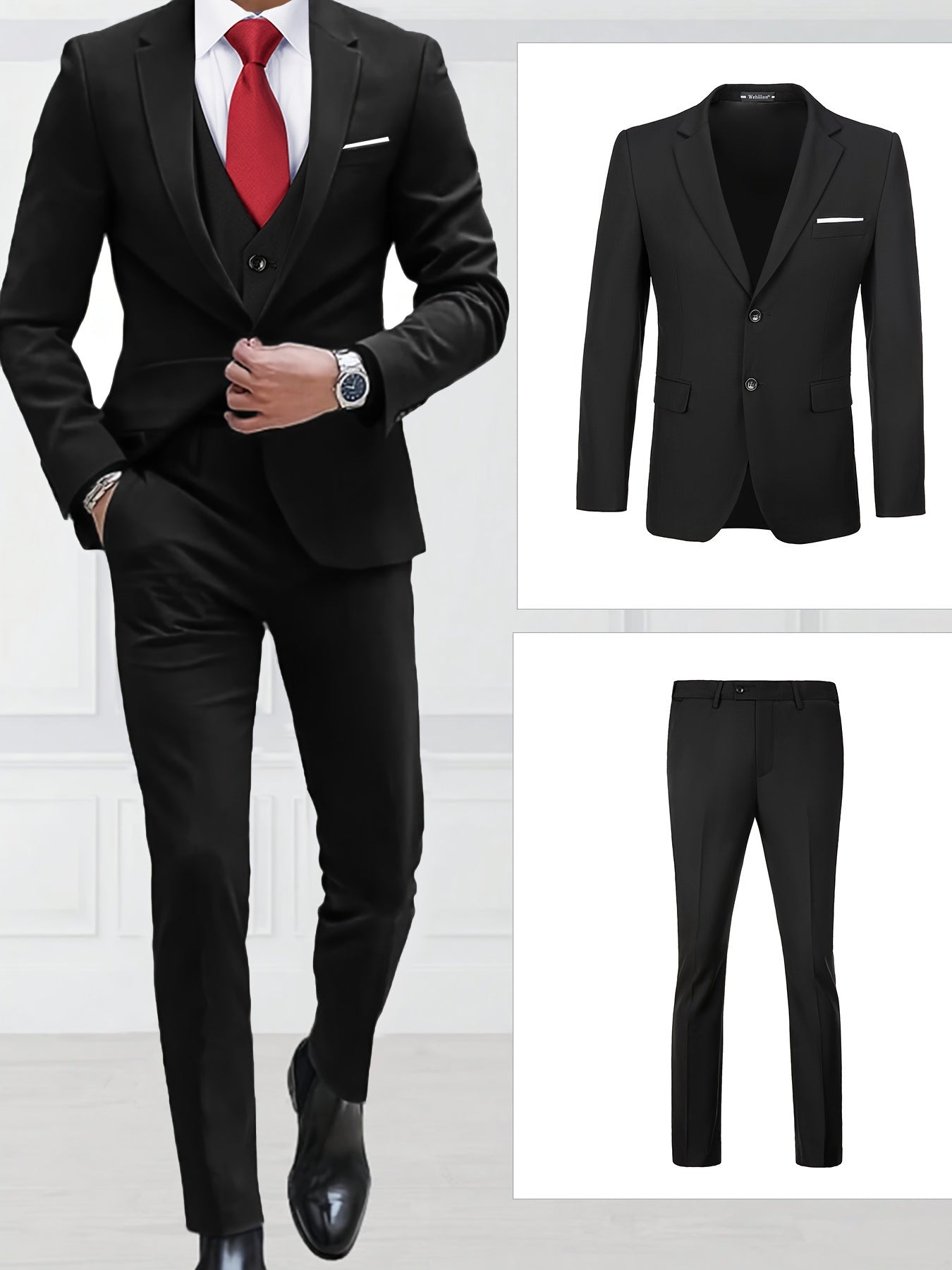 Two-Piece Classic Fit Suit Set for Men - Premium Quality, Comfortable Pants and Jacket - Ideal for Business, Wedding, and Formal Events