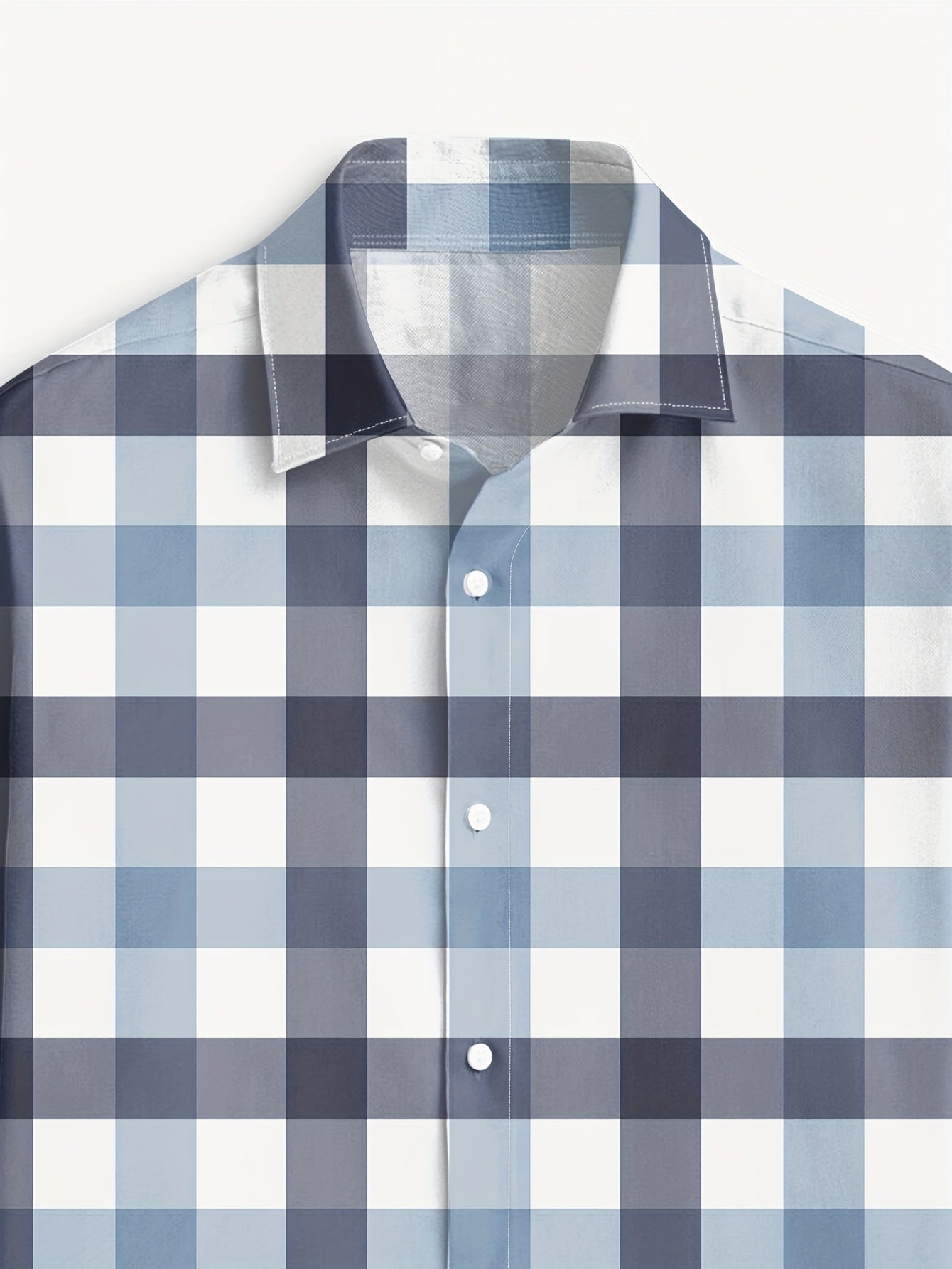 One Stylish Men's Breathable Plaid Button-Up Long Sleeve Shirt for Spring/Fall - Casual Collar Style