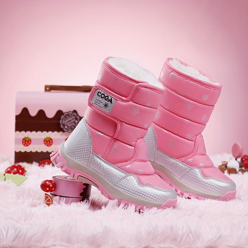 Girls Snow Boots Boys And Girls Outdoor Warm Cotton Boots Children'S Mid-Calf Boots