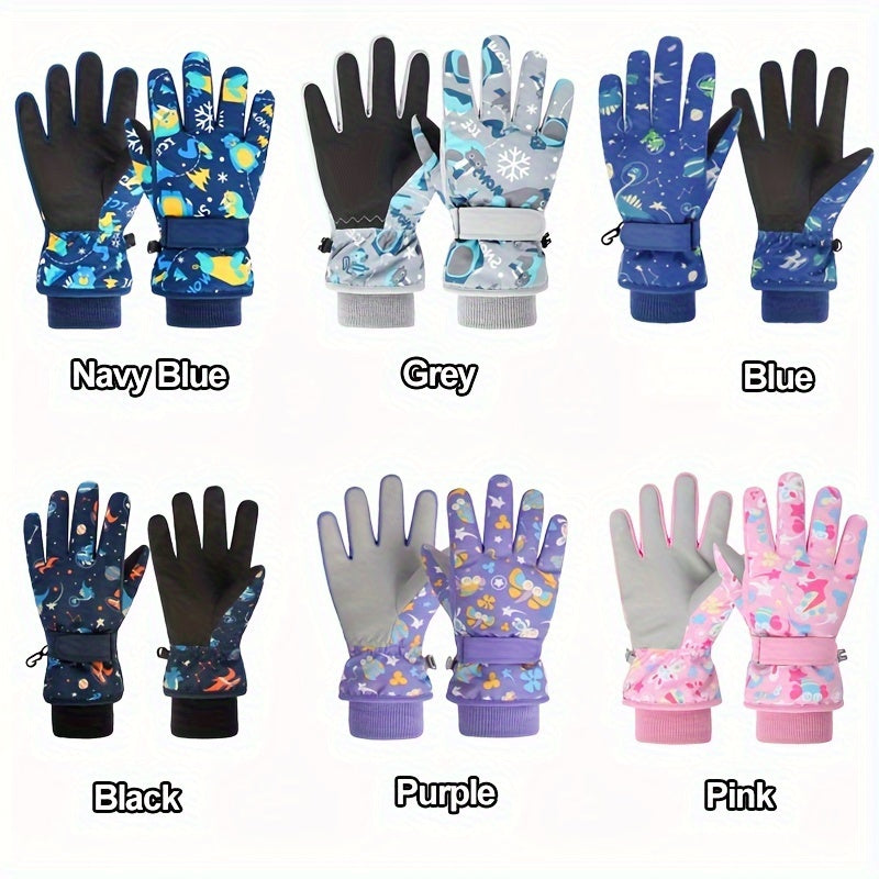 Thermal Winter Kids' Ski Gloves - Ultra Warm, Windproof, Coldproof, Waterproof, and Insulated with Plus Velvet Thickening for Enhanced Grip and Comfort - Ideal for Children Aged 4 and Above