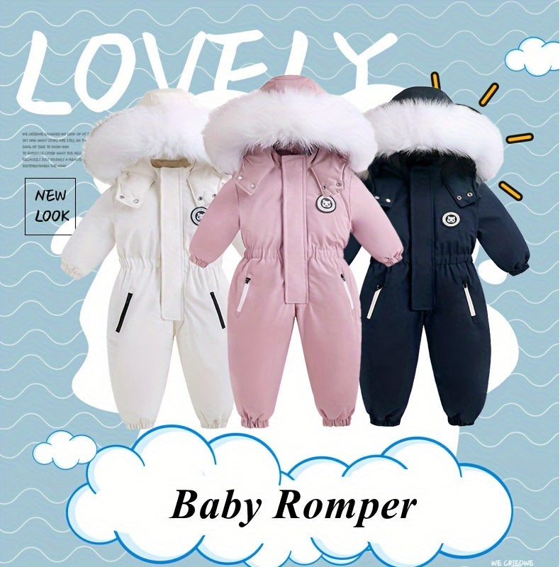 Girls Boys Outdoor Ski Suits baby Winter Warm Hooded Jumpsuit With Zipper Pockets outerwear coat Overalls