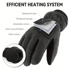 -30°F Thermal Insulated OZERO Winter Gloves - Deerskin Suede Leather Water-resistant Windproof Gloves for Driving, Hiking, Snow Work in Cold Weather - Warm Gifts for Men and Women