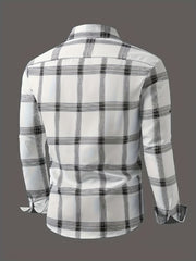 Stylish Plaid Shirt for Men - Slim Fit, Long Sleeve, Single-Breasted Lapel, Classic Fashion for Spring and Fall - Comfortable, Breathable, and Versatile Dress Shirt