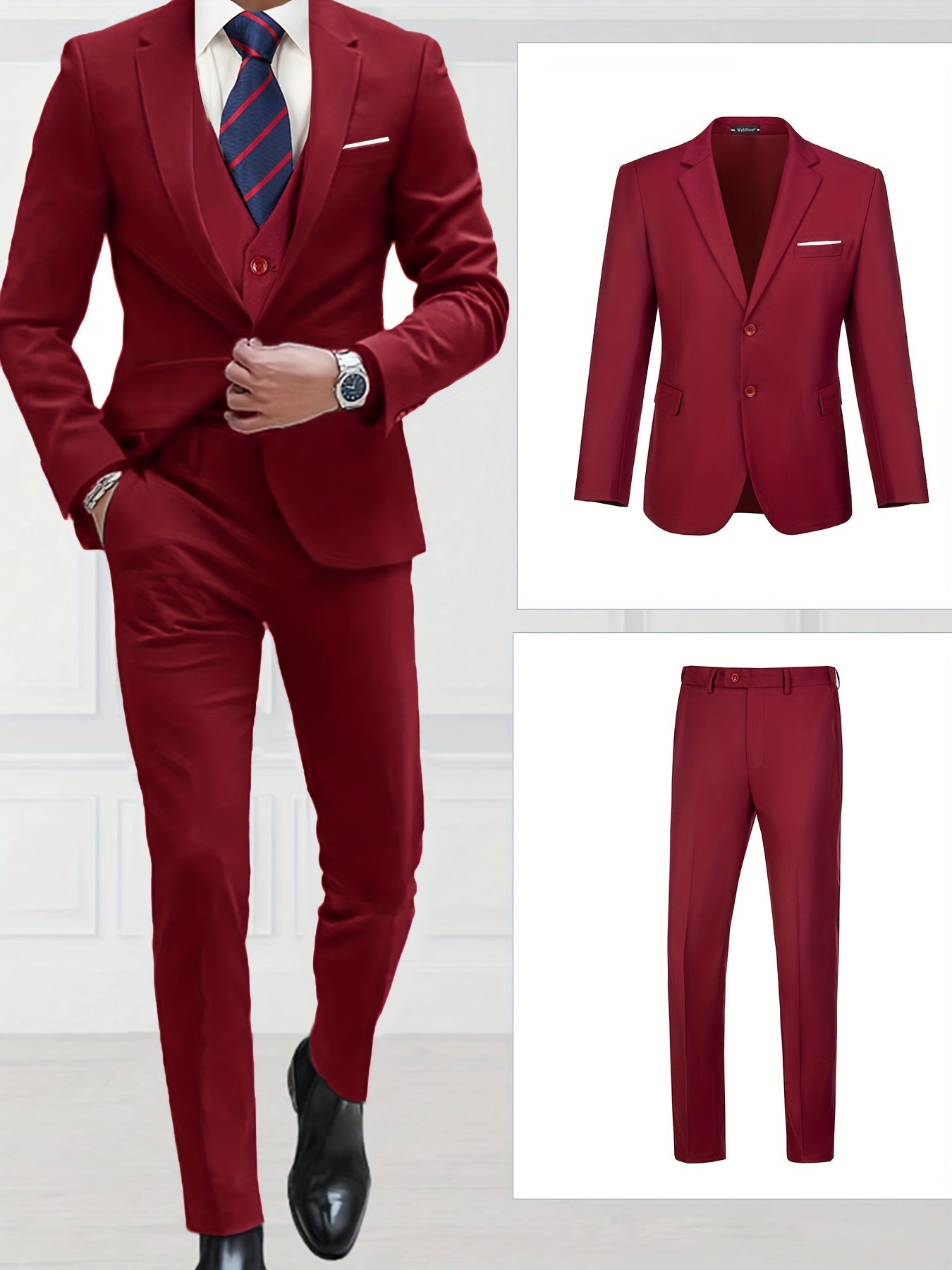 Two-Piece Classic Fit Suit Set for Men - Premium Quality, Comfortable Pants and Jacket - Ideal for Business, Wedding, and Formal Events