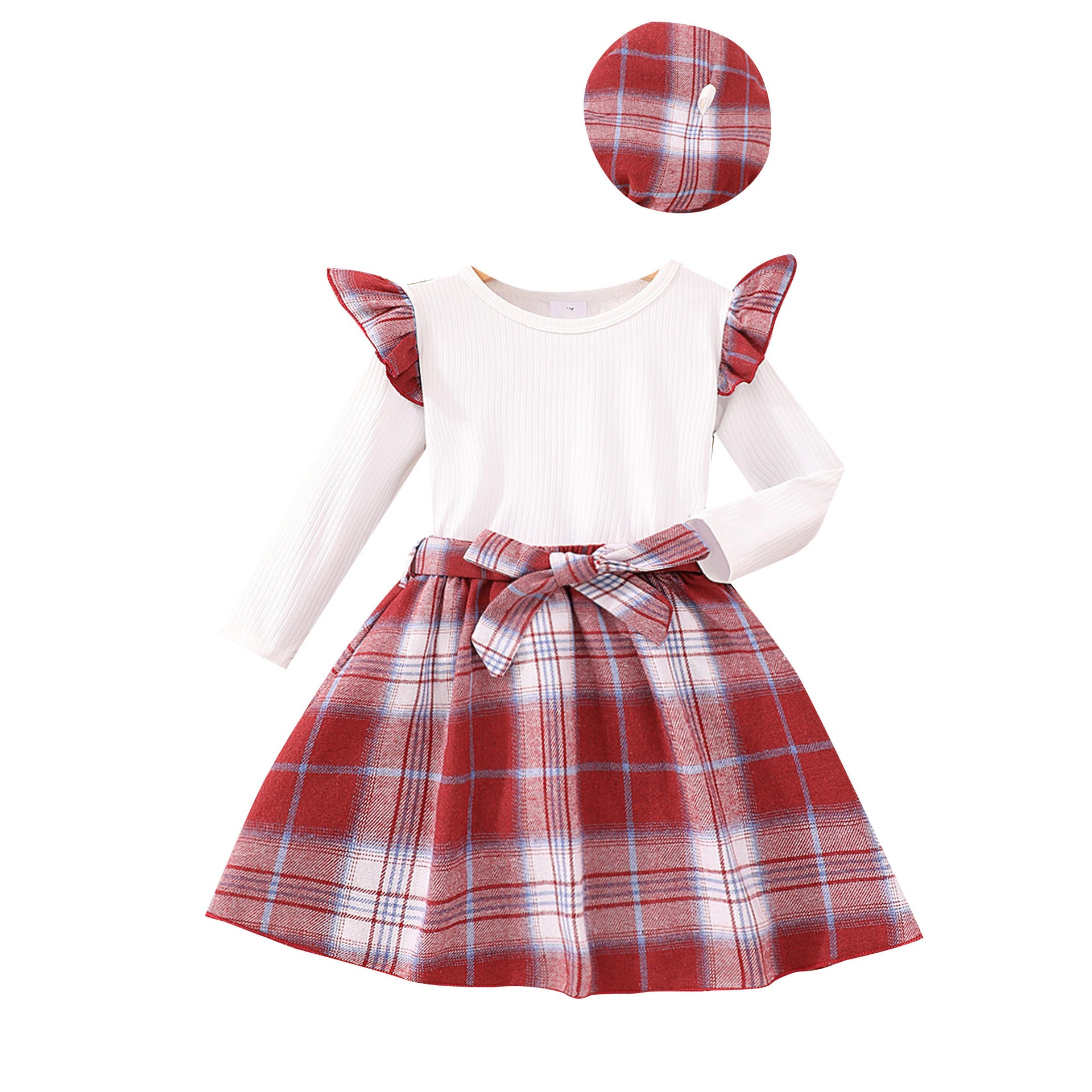 Children's Ruffled Plaid Skirt Suit