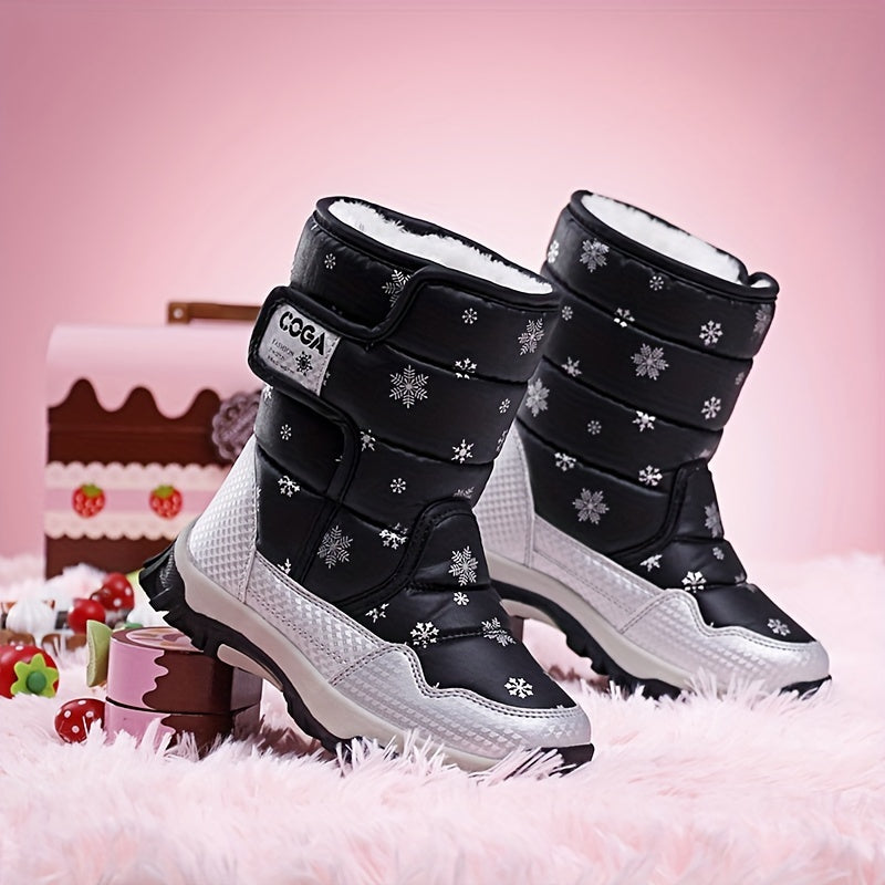 Girls Snow Boots Boys And Girls Outdoor Warm Cotton Boots Children'S Mid-Calf Boots